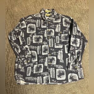 VTG M.E. Sport dark gray 100% cotton flannel moose long sleeve button up size L